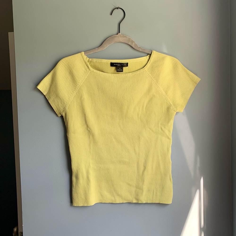 August Silk Short Sleeve Ribbed Top